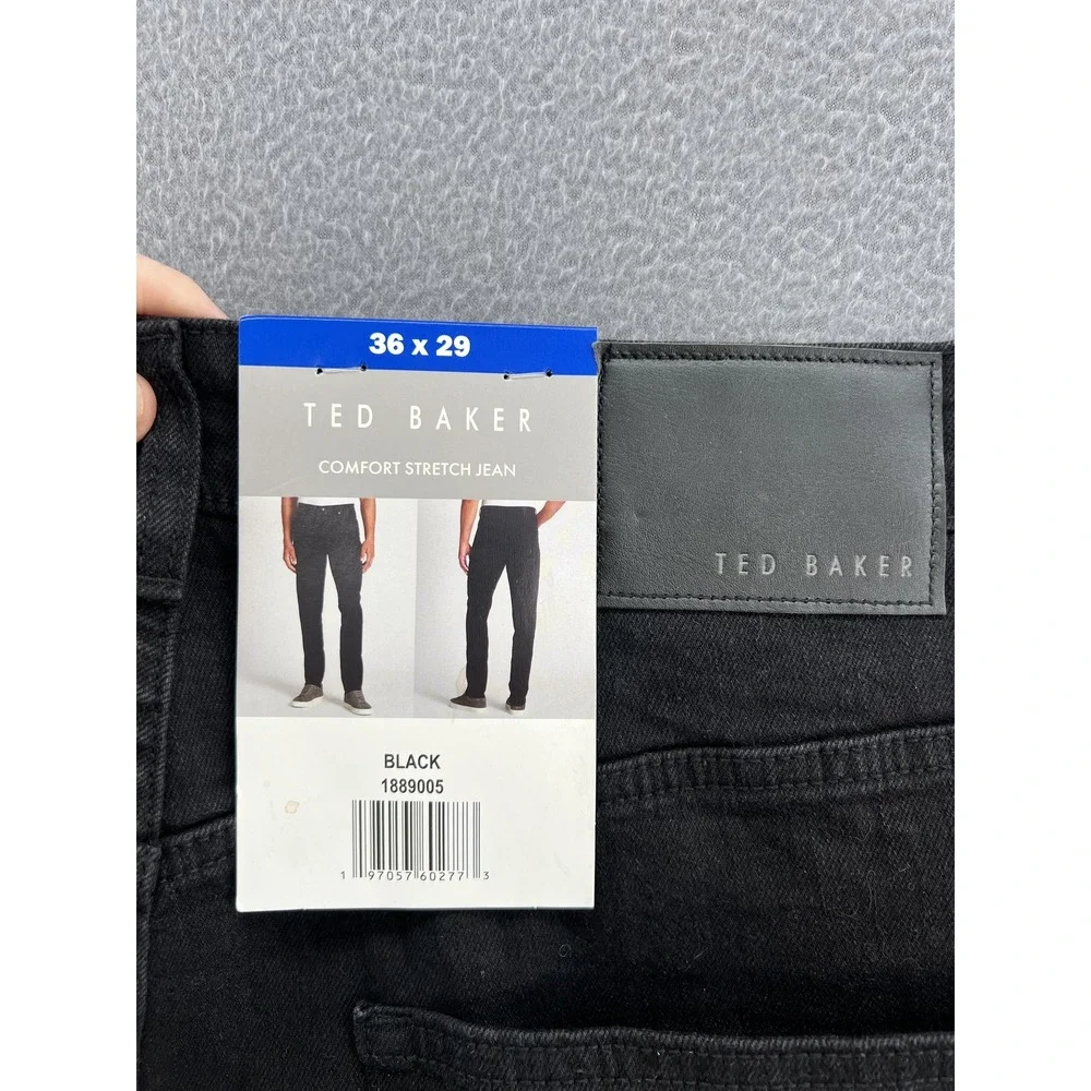 Ted Baker Jeans Mens 36x29 Black Comfort Stretch Denim Pants Straight Leg New
